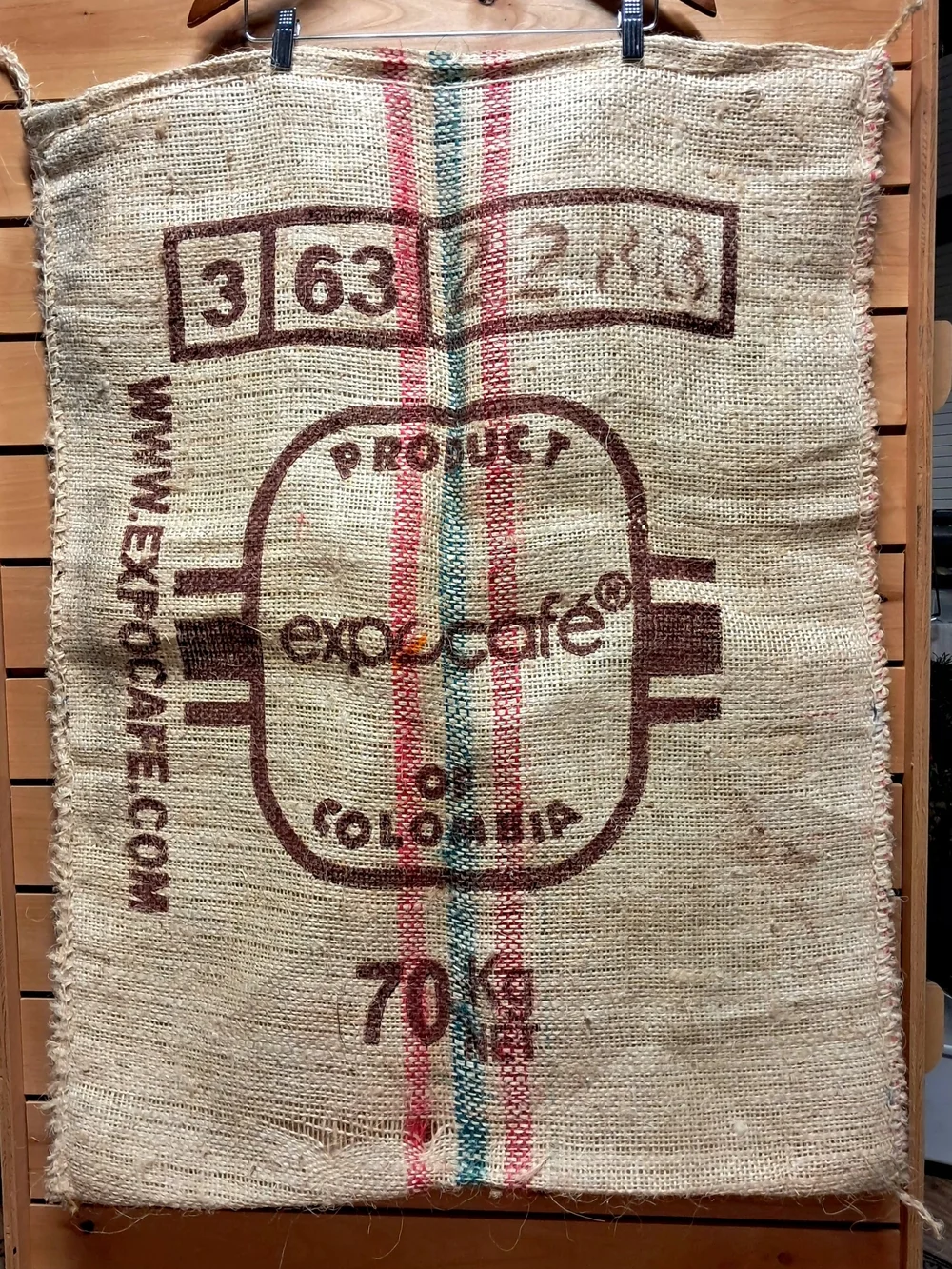 Large Colombian Burlap Coffee Sack 40x28 Expocafe 70kg Jute Bag Craft Decor